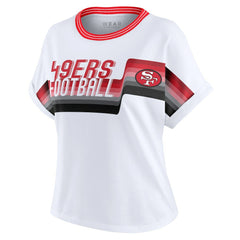 San Francisco 49ers WEAR by Erin Andrews Women's Cropped Center Stripe Dolman T-Shirt White - NFL