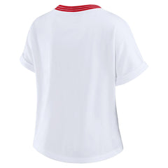 Tampa Bay Buccaneers WEAR by Erin Andrews Women's Cropped Center Stripe Dolman T-Shirt White - NFL