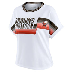 Cleveland Browns WEAR by Erin Andrews Women's Cropped Center Stripe Dolman T-Shirt White - NFL