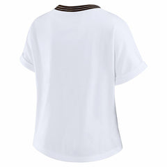 Cleveland Browns WEAR by Erin Andrews Women's Cropped Center Stripe Dolman T-Shirt White - NFL