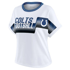 Indianapolis Colts WEAR by Erin Andrews Women's Cropped Center Stripe Dolman T-Shirt White - NFL