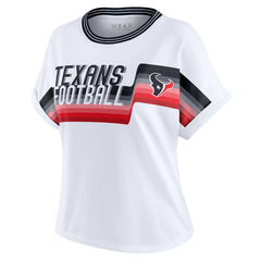 Houston Texans WEAR by Erin Andrews Women's Cropped Center Stripe Dolman T-Shirt White - NFL