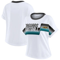 Jacksonville Jaguars WEAR by Erin Andrews Women's Cropped Center Stripe Dolman T-Shirt White - NFL