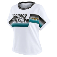 Jacksonville Jaguars WEAR by Erin Andrews Women's Cropped Center Stripe Dolman T-Shirt White - NFL