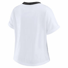 Jacksonville Jaguars WEAR by Erin Andrews Women's Cropped Center Stripe Dolman T-Shirt White - NFL