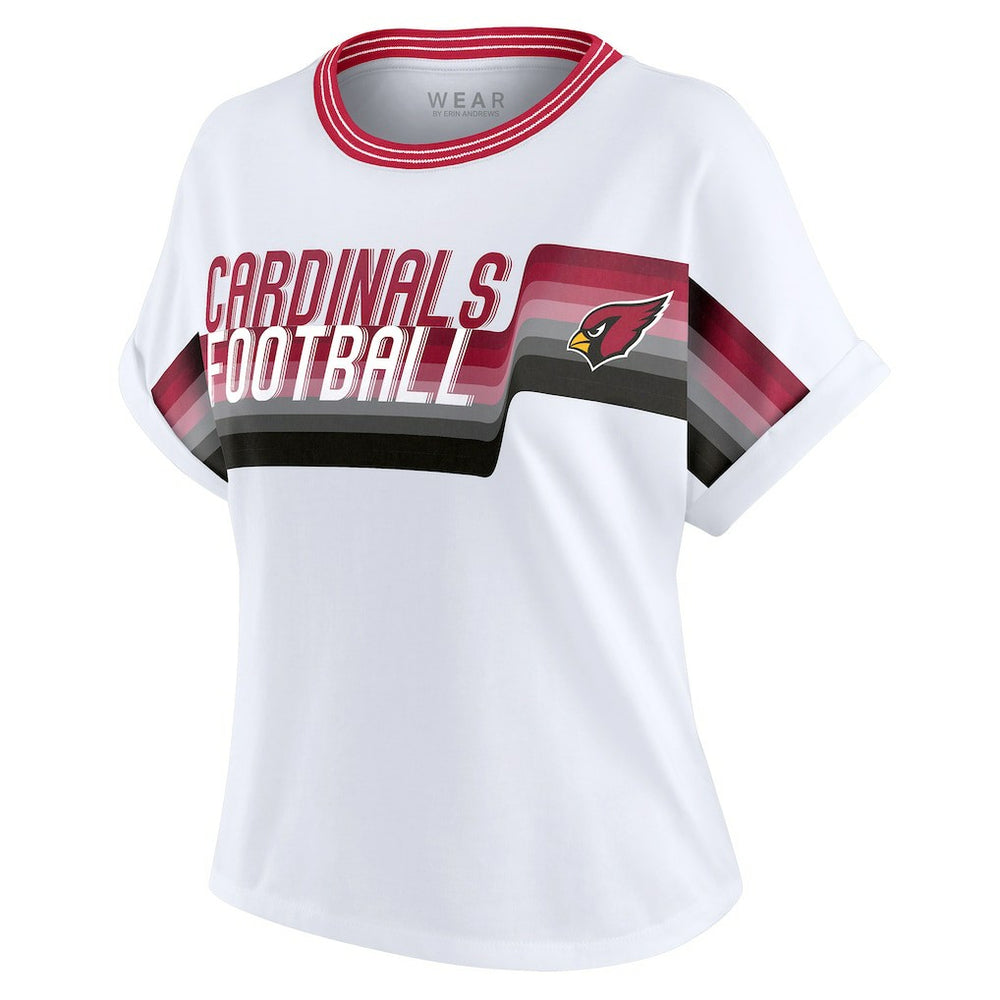 Arizona Cardinals WEAR by Erin Andrews Women's Cropped Center Stripe Dolman T-Shirt White - NFL