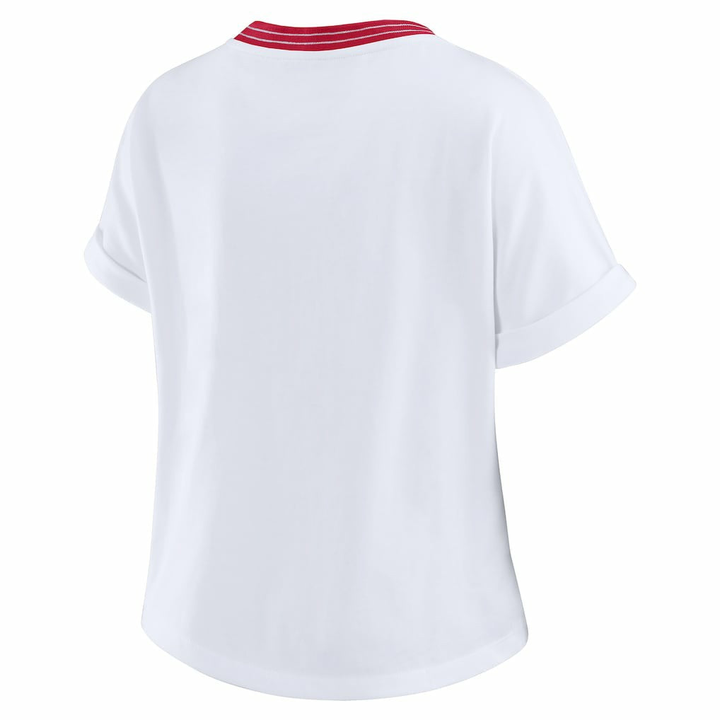 Arizona Cardinals WEAR by Erin Andrews Women's Cropped Center Stripe Dolman T-Shirt White - NFL