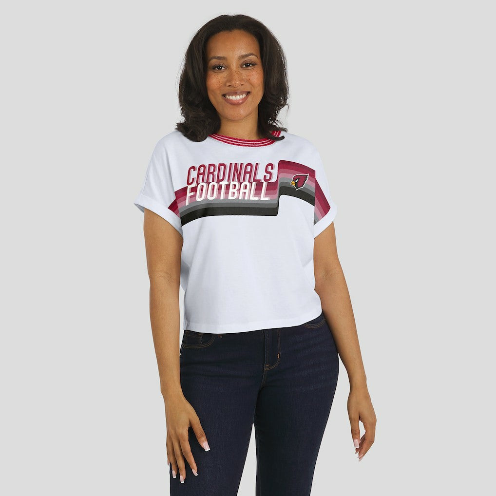Arizona Cardinals WEAR by Erin Andrews Women's Cropped Center Stripe Dolman T-Shirt White - NFL