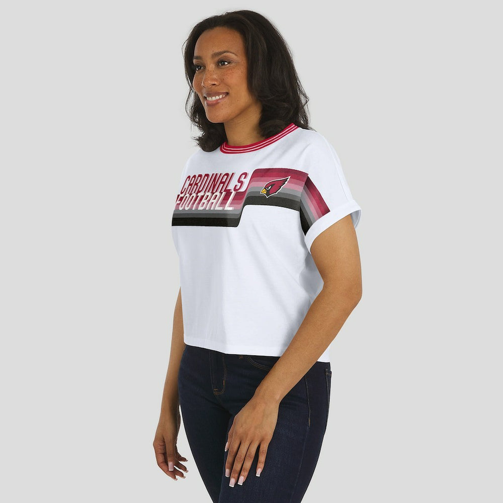 Arizona Cardinals WEAR by Erin Andrews Women's Cropped Center Stripe Dolman T-Shirt White - NFL