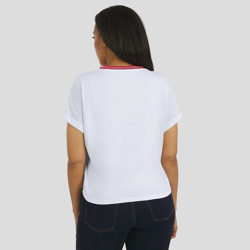 Arizona Cardinals WEAR by Erin Andrews Women's Cropped Center Stripe Dolman T-Shirt White - NFL
