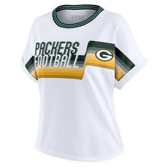 Green Bay Packers WEAR by Erin Andrews Women's Cropped Center Stripe Dolman T-Shirt White - NFL