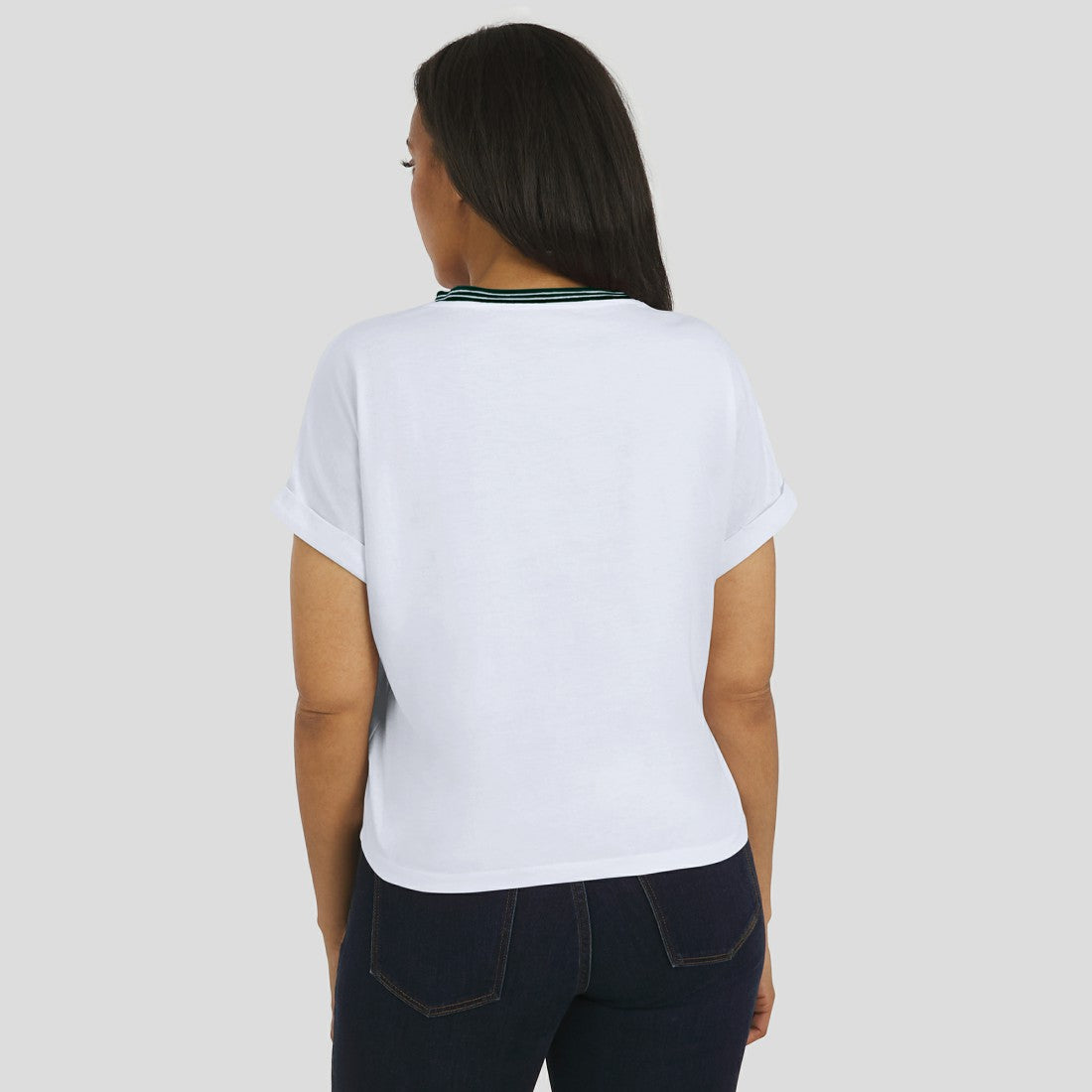 Green Bay Packers WEAR by Erin Andrews Women's Cropped Center Stripe Dolman T-Shirt White - NFL