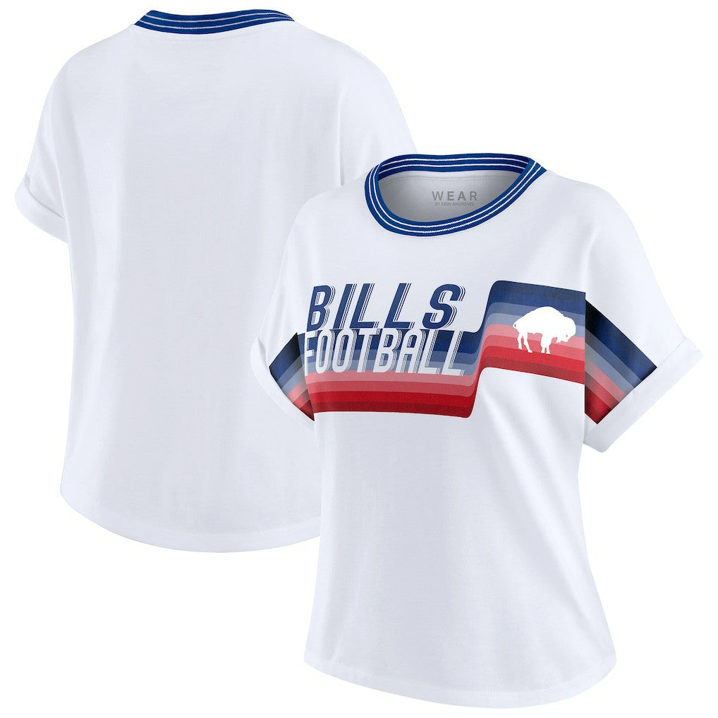 Buffalo Bills WEAR by Erin Andrews Women's Cropped Center Stripe Dolman T-Shirt White - NFL