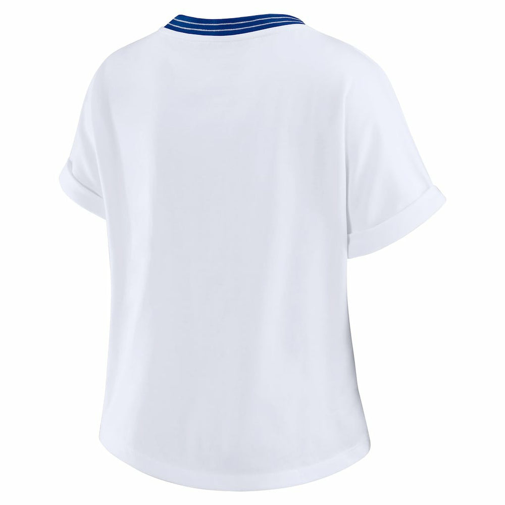 Buffalo Bills WEAR by Erin Andrews Women's Cropped Center Stripe Dolman T-Shirt White - NFL
