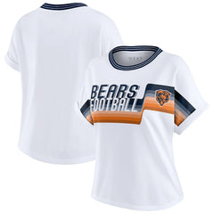 Chicago Bears WEAR by Erin Andrews Women's Cropped Center Stripe Dolman T-Shirt White - NFL