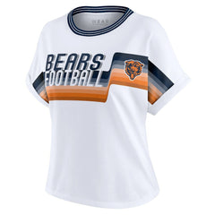 Chicago Bears WEAR by Erin Andrews Women's Cropped Center Stripe Dolman T-Shirt White - NFL