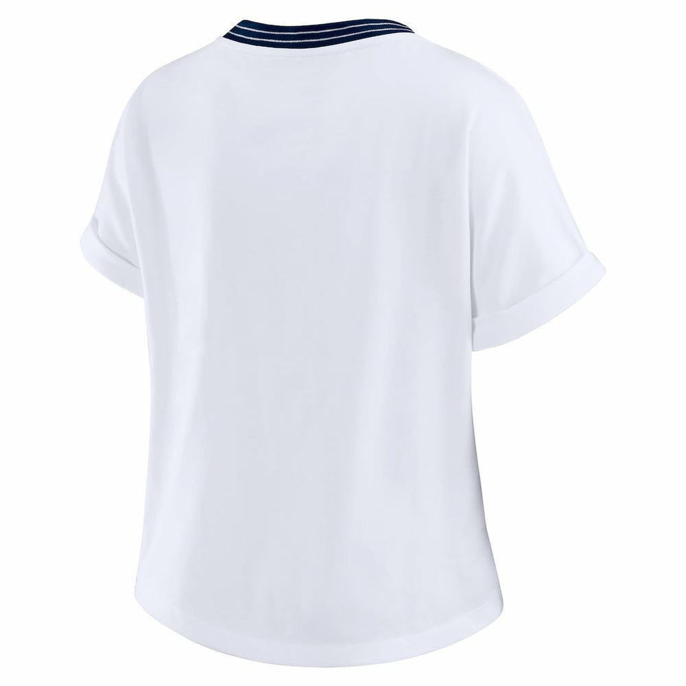 Chicago Bears WEAR by Erin Andrews Women's Cropped Center Stripe Dolman T-Shirt White - NFL