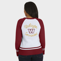 Washington Commanders WEAR by Erin Andrews Women's Colorblock Raglan Sweater White/Burgundy - NFL