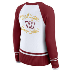 Washington Commanders WEAR by Erin Andrews Women's Colorblock Raglan Sweater White/Burgundy - NFL