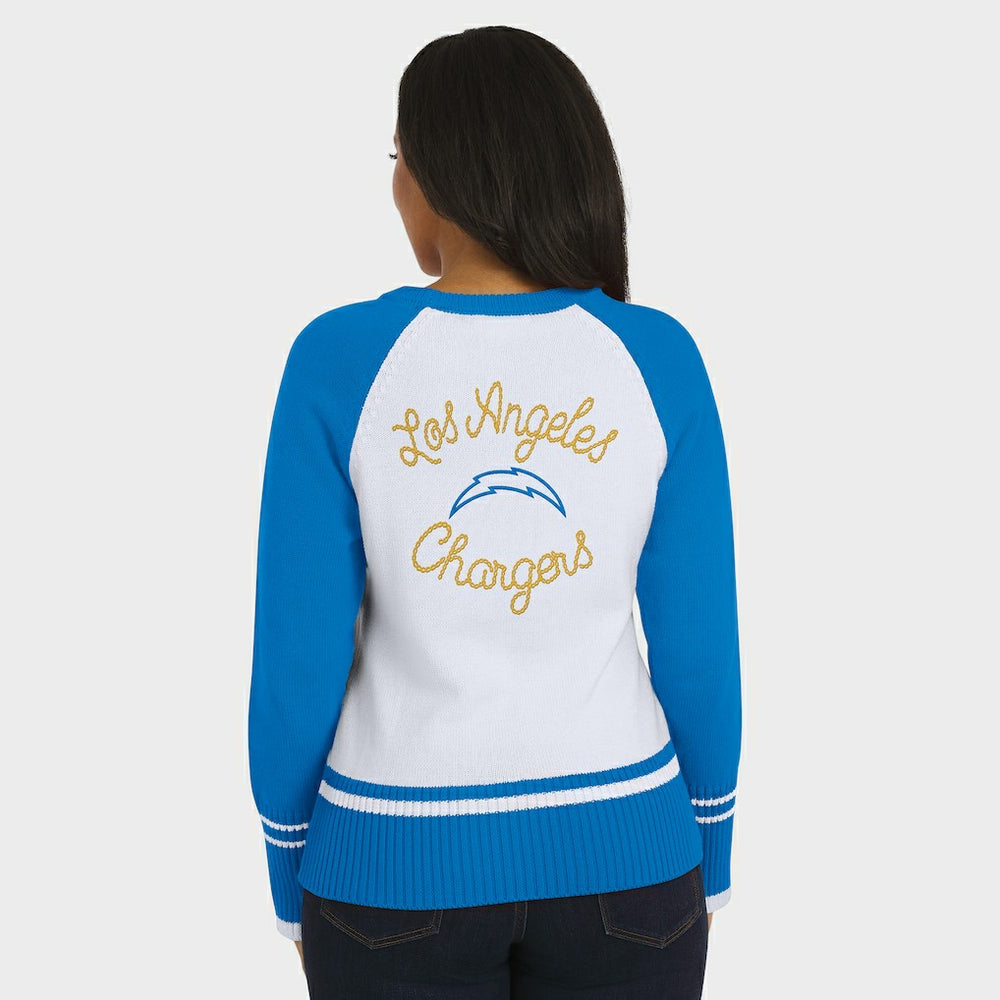Los Angeles Chargers WEAR by Erin Andrews Women's Colorblock Raglan Sweater White/Powder Blue - NFL