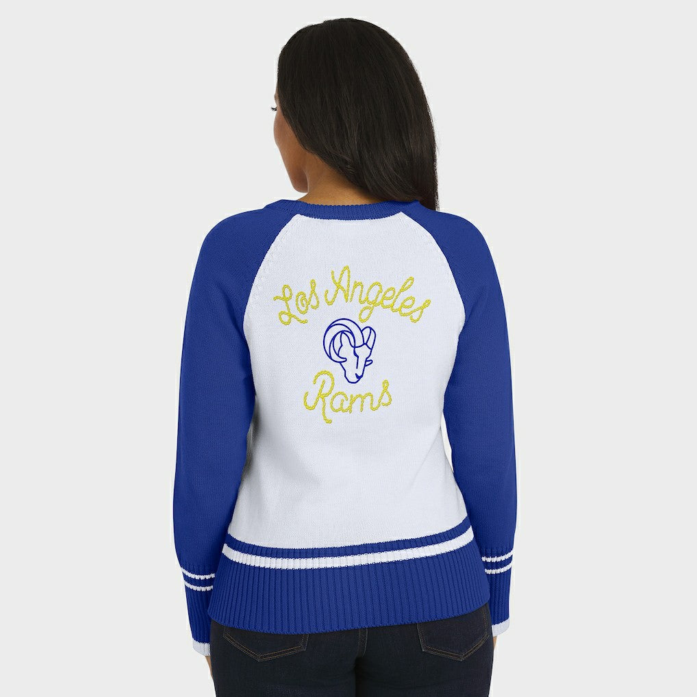 Los Angeles Rams WEAR by Erin Andrews Women's Colorblock Raglan Sweater White/Royal - NFL
