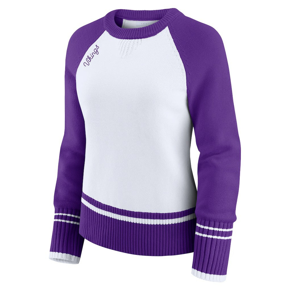 Minnesota Vikings WEAR by Erin Andrews Women's Colorblock Raglan Sweater White/Purple - NFL