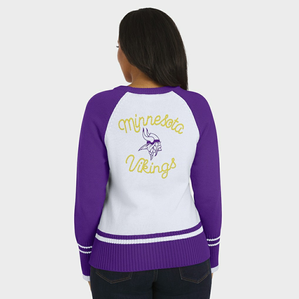 Minnesota Vikings WEAR by Erin Andrews Women's Colorblock Raglan Sweater White/Purple - NFL