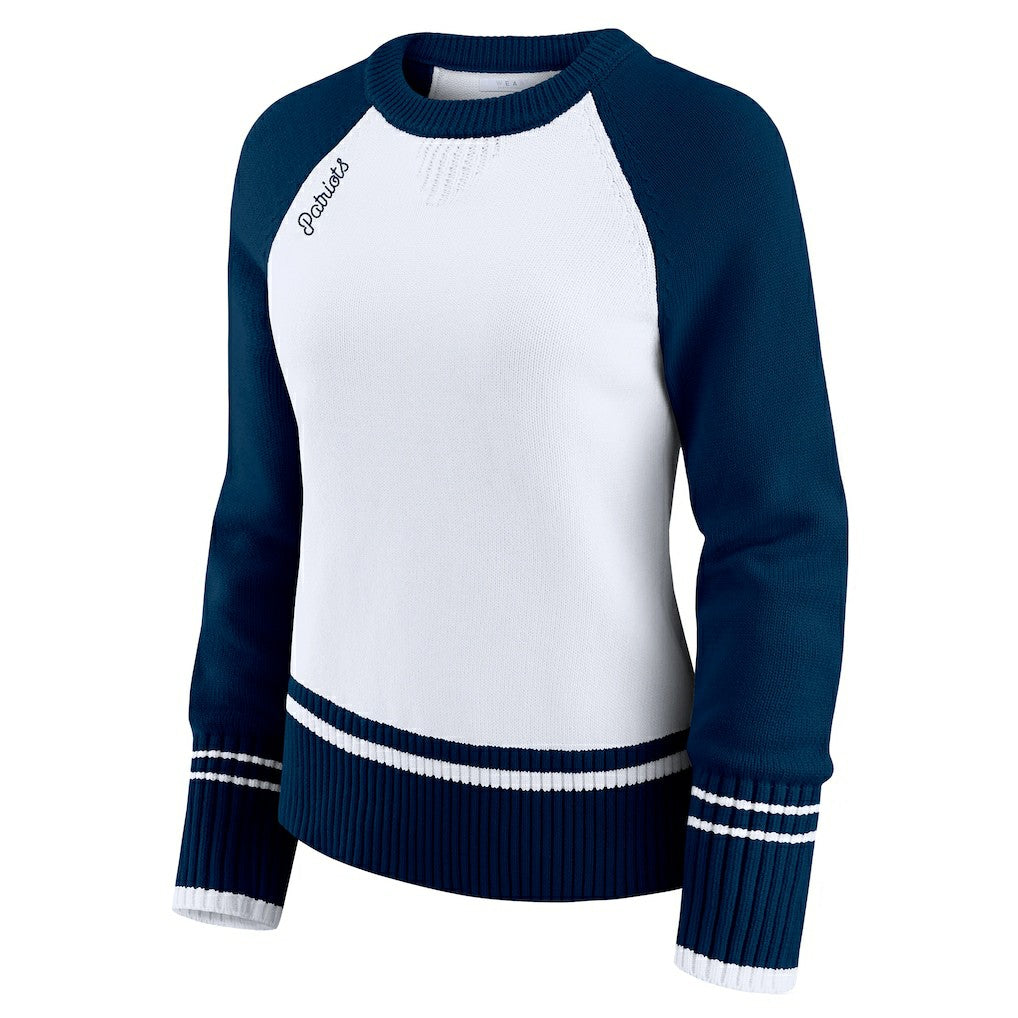 New England Patriots WEAR by Erin Andrews Women's Colorblock Raglan Sweater White/Navy - NFL