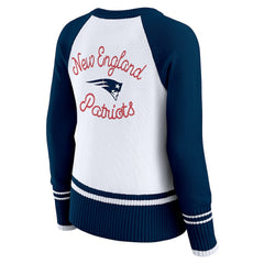 New England Patriots WEAR by Erin Andrews Women's Colorblock Raglan Sweater White/Navy - NFL