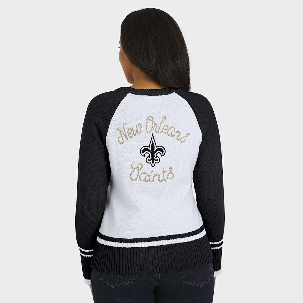 New Orleans Saints WEAR by Erin Andrews Women's Colorblock Raglan Sweater White/Black - NFL