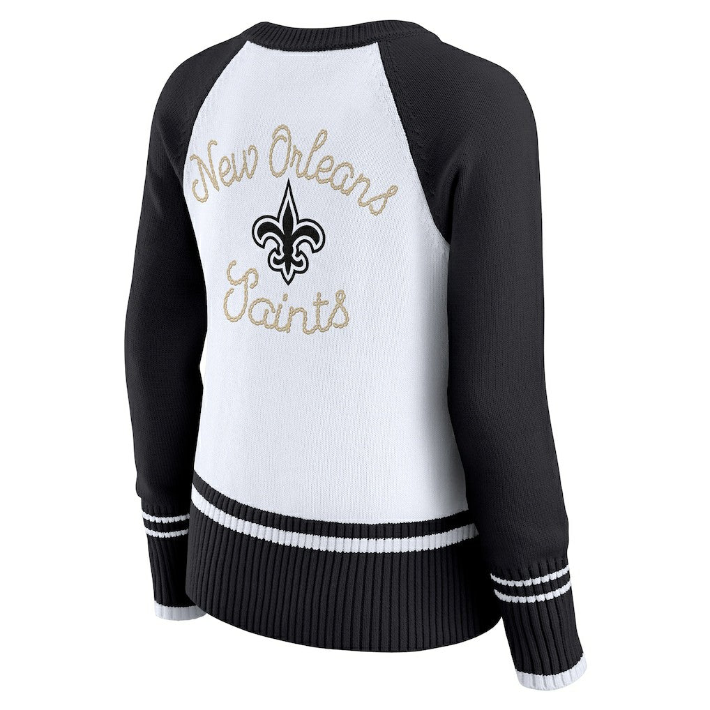 New Orleans Saints WEAR by Erin Andrews Women's Colorblock Raglan Sweater White/Black - NFL