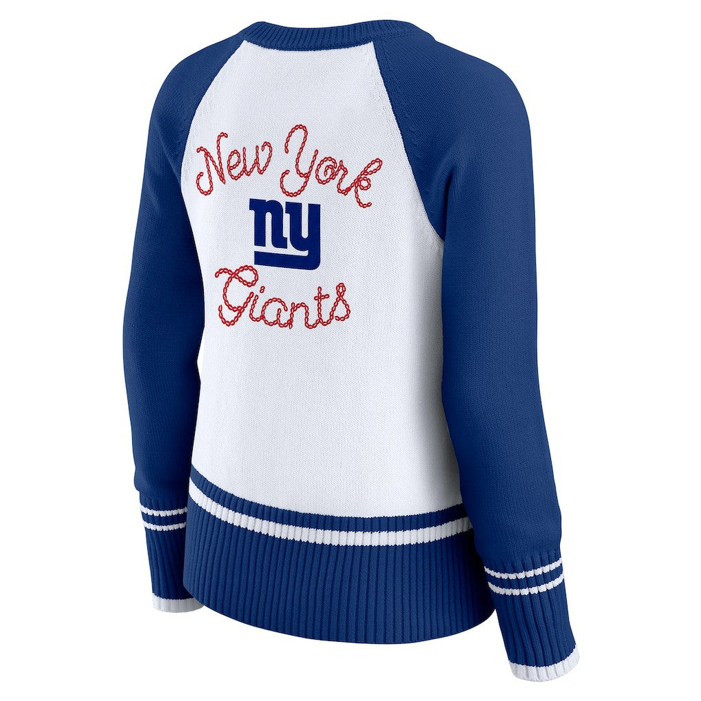 New York Giants WEAR by Erin Andrews Women's Colorblock Raglan Sweater White/Royal - NFL