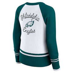 Philadelphia Eagles WEAR by Erin Andrews Women's Colorblock Raglan Sweater White/Midnight Green - NFL