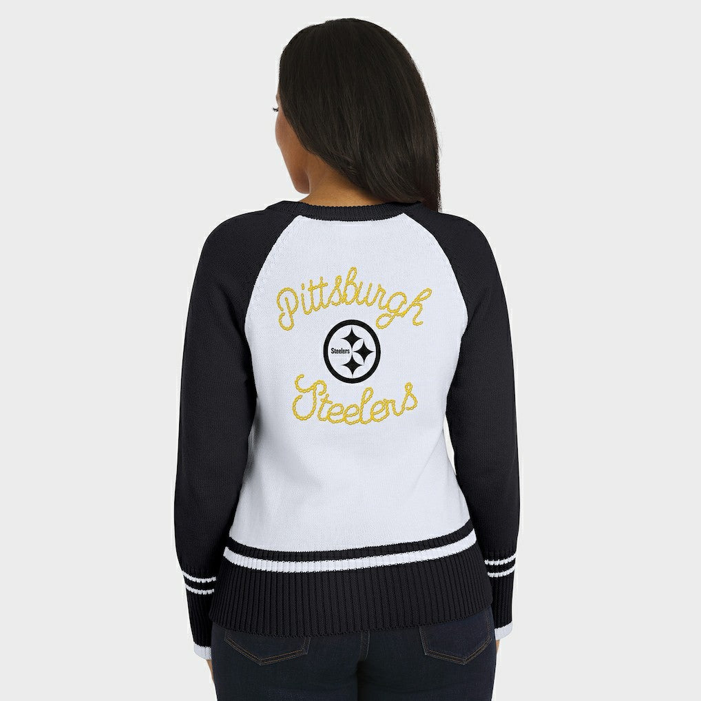 Pittsburgh Steelers WEAR by Erin Andrews Women's Colorblock Raglan Sweater White/Black - NFL