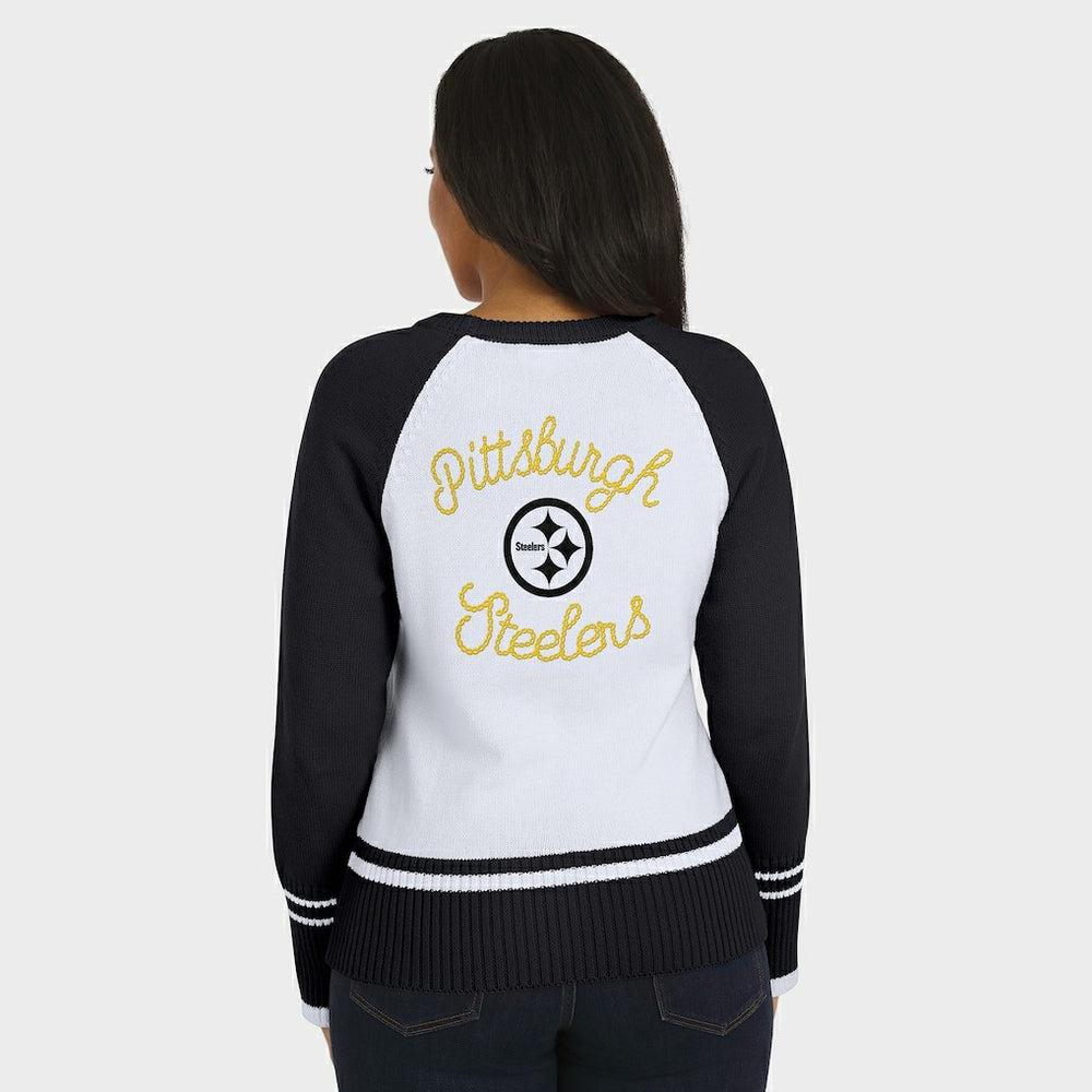 Pittsburgh Steelers WEAR by Erin Andrews Women's Colorblock Raglan Sweater White/Black - NFL