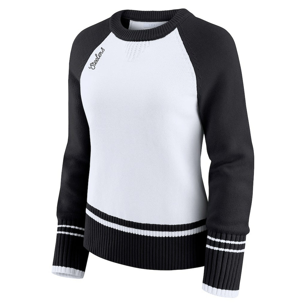 Pittsburgh Steelers WEAR by Erin Andrews Women's Colorblock Raglan Sweater White/Black - NFL