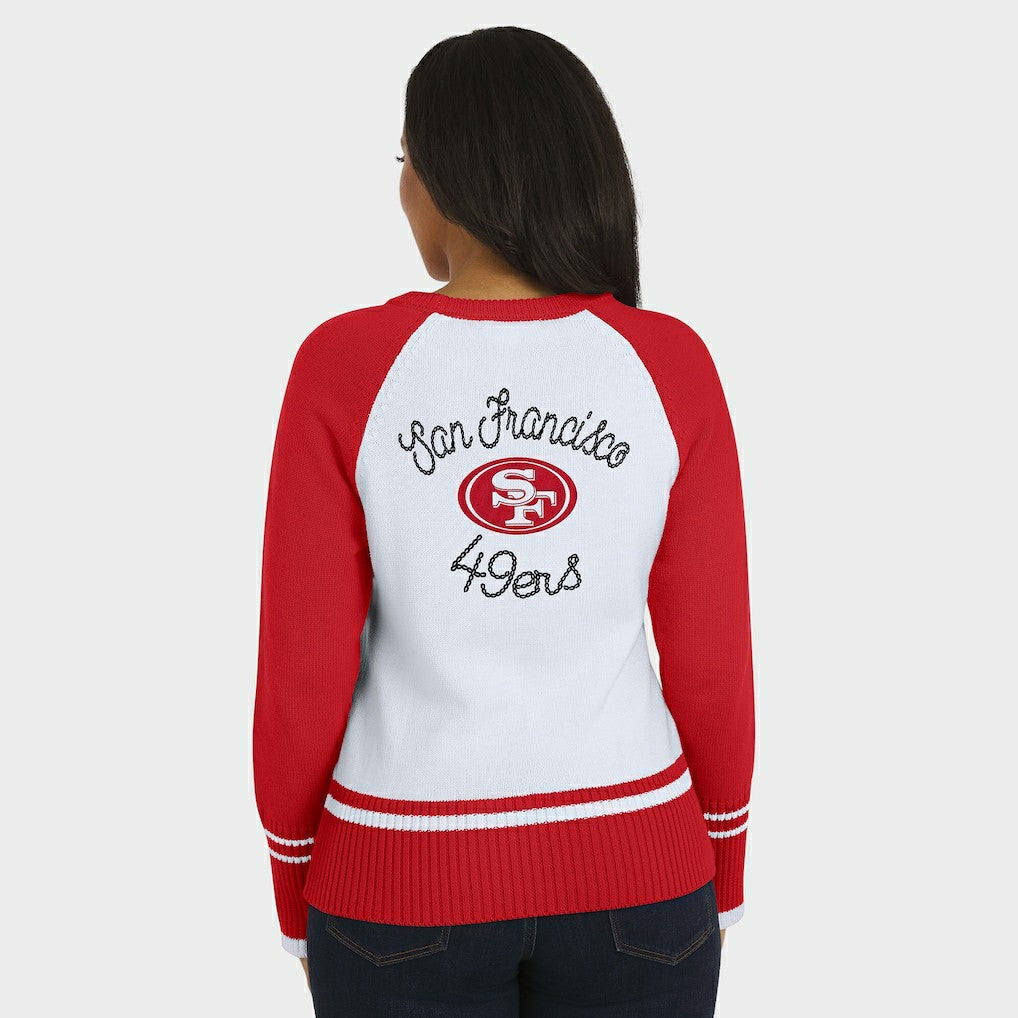 San Francisco 49ers WEAR by Erin Andrews Women's Colorblock Raglan Sweater White/Scarlet - NFL