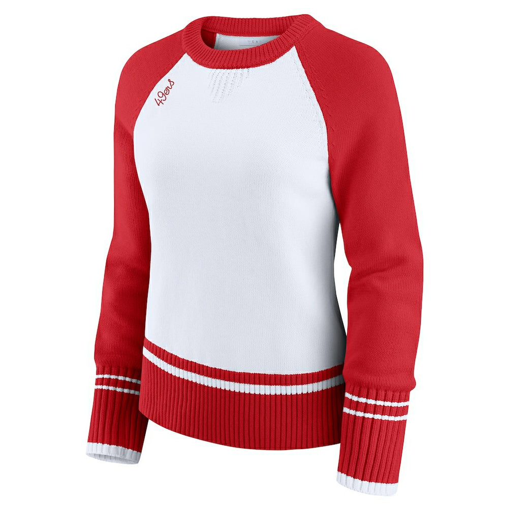 San Francisco 49ers WEAR by Erin Andrews Women's Colorblock Raglan Sweater White/Scarlet - NFL