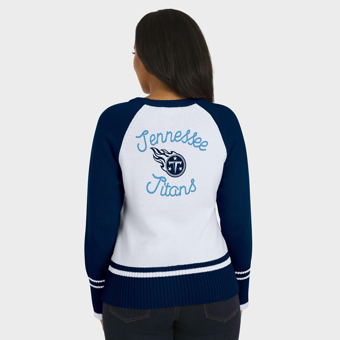 Tennessee Titans WEAR by Erin Andrews Women's Colorblock Raglan Sweater White/Navy - NFL