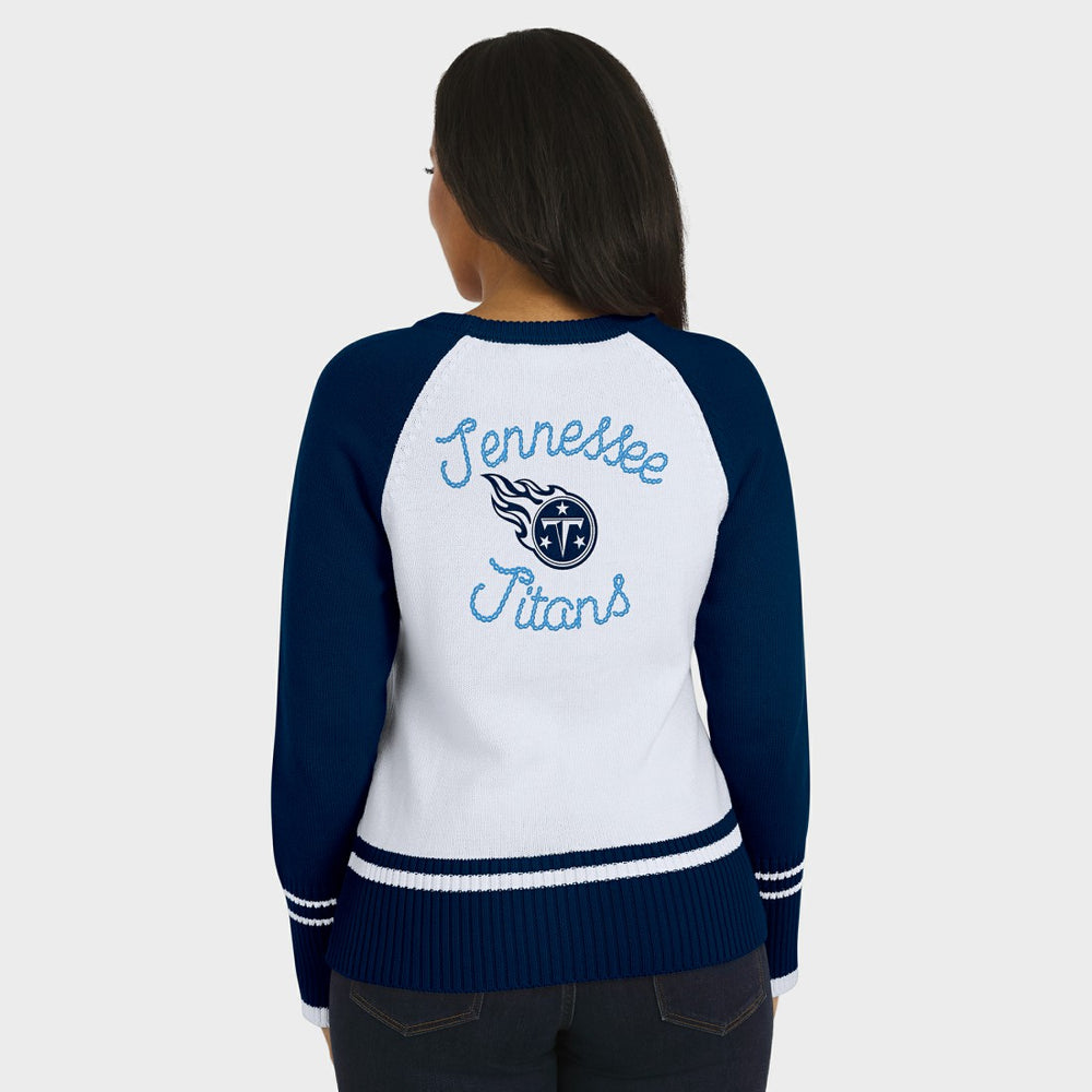 Tennessee Titans WEAR by Erin Andrews Women's Colorblock Raglan Sweater White/Navy - NFL