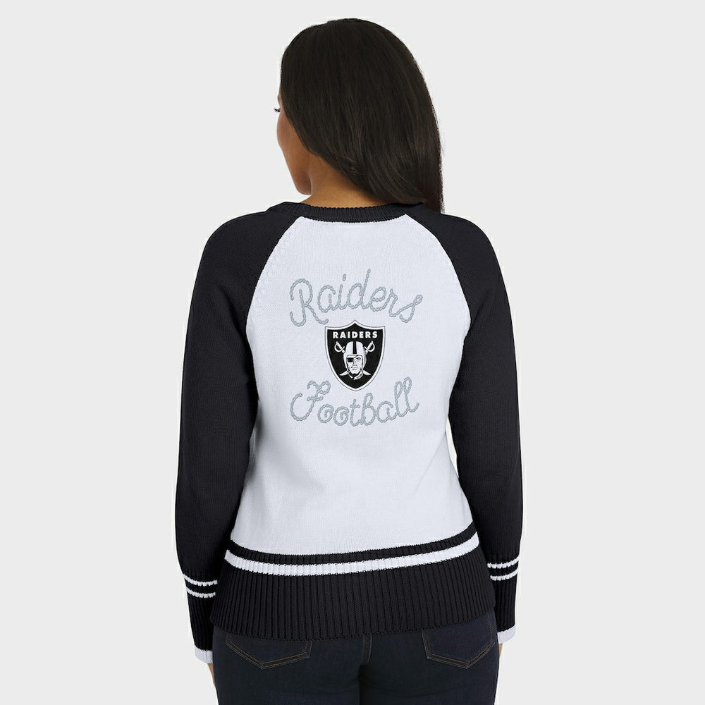 Las Vegas Raiders WEAR by Erin Andrews Women's Colorblock Raglan Sweater White/Black - NFL