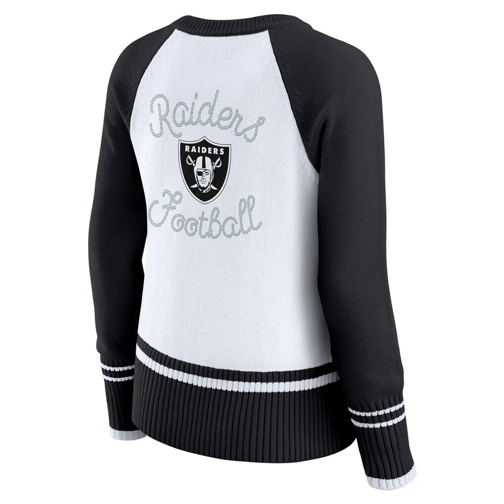 Las Vegas Raiders WEAR by Erin Andrews Women's Colorblock Raglan Sweater White/Black - NFL