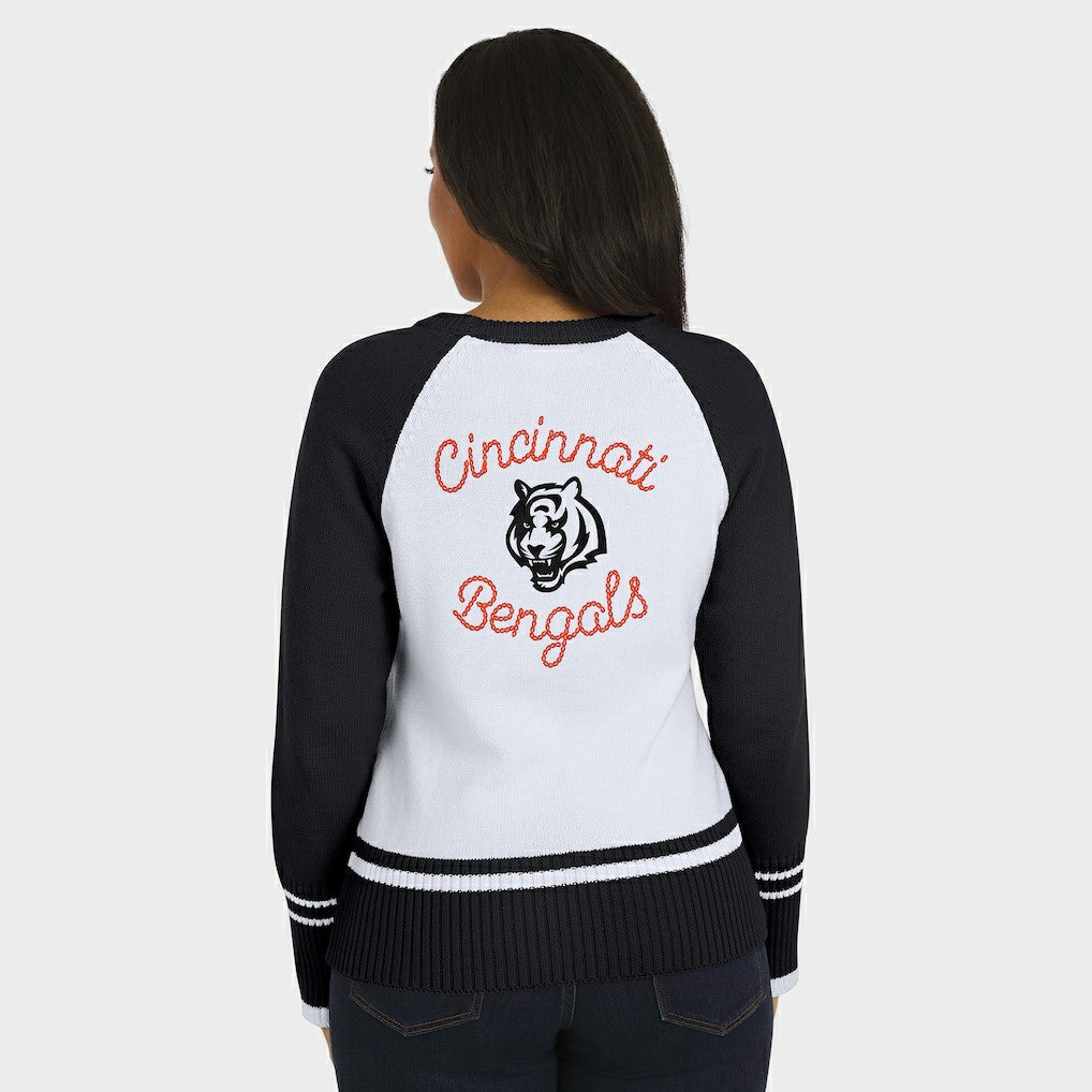 Cincinnati Bengals WEAR by Erin Andrews Women's Colorblock Raglan Sweater White/Black - NFL