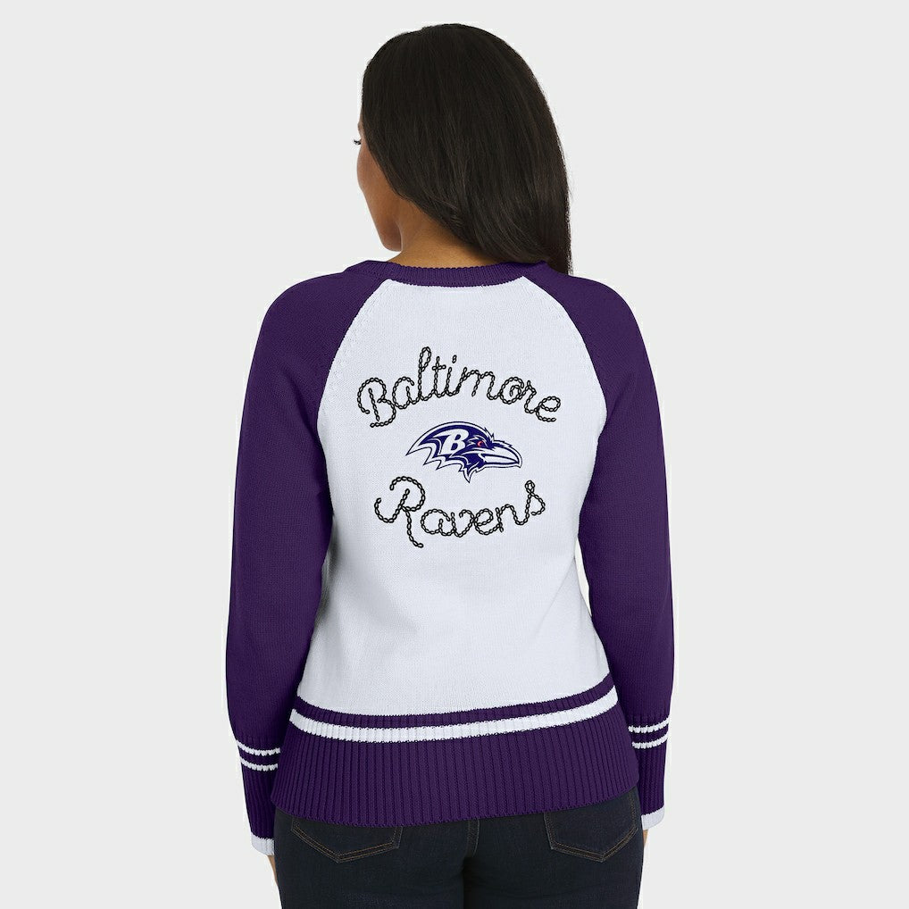 Baltimore Ravens WEAR by Erin Andrews Women's Colorblock Raglan Sweater White/Purple - NFL