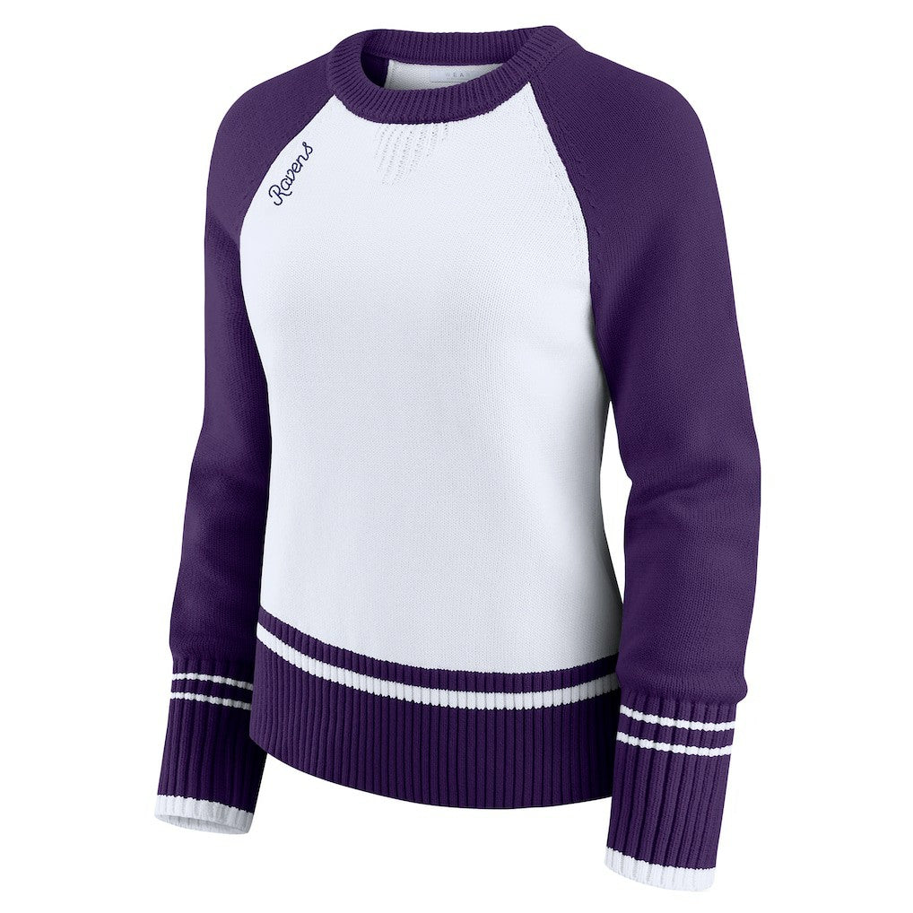 Baltimore Ravens WEAR by Erin Andrews Women's Colorblock Raglan Sweater White/Purple - NFL