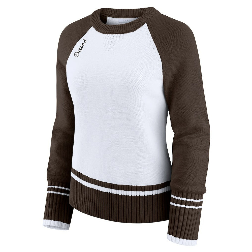 Cleveland Browns WEAR by Erin Andrews Women's Colorblock Raglan Sweater White/Brown - NFL