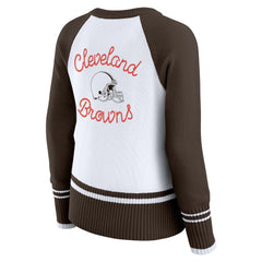 Cleveland Browns WEAR by Erin Andrews Women's Colorblock Raglan Sweater White/Brown - NFL