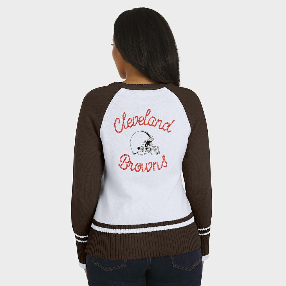 Cleveland Browns WEAR by Erin Andrews Women's Colorblock Raglan Sweater White/Brown - NFL