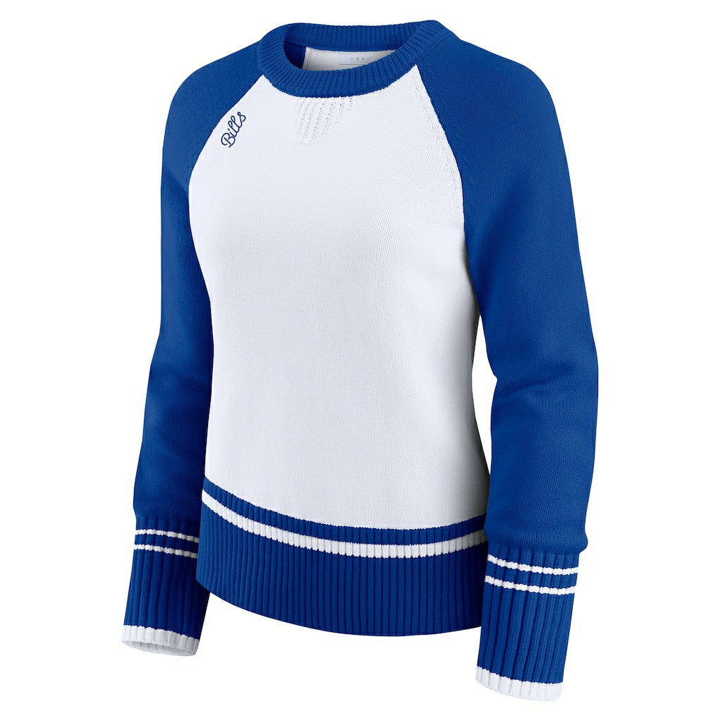 Buffalo Bills WEAR by Erin Andrews Women's Colorblock Raglan Sweater White/Royal - NFL