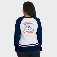 Denver Broncos WEAR by Erin Andrews Women's Colorblock Raglan Sweater White/Navy - NFL